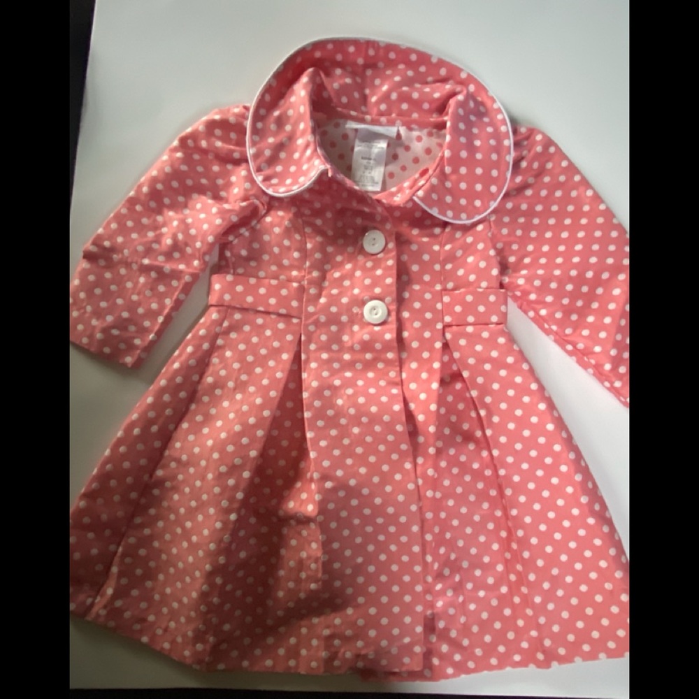 Girls Bonnie Jean Pink&White Polka Dot Coat 2T